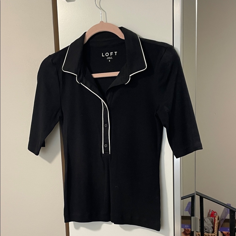 LOFT Black Polo Top